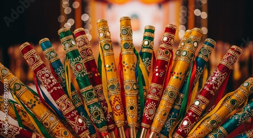 Traditional Indian Dandiya Sticks for Navratri Festival