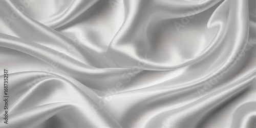 Luxurious white smooth silk or satin texture background. Black silk wave and curve background.	