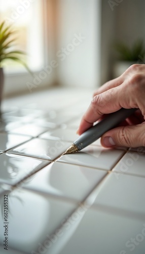 Grouting tiles in the bathroom