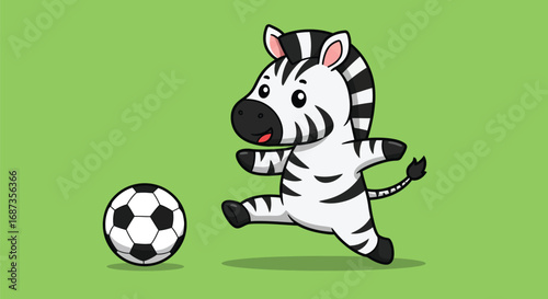 Cartoon Zebra Soccer Player - Zebra Kicking a Soccer Ball