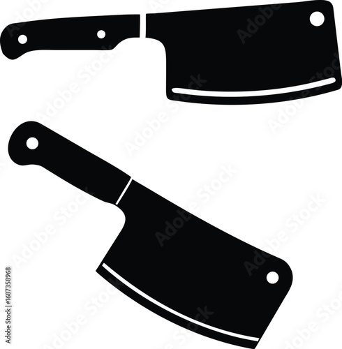 Meat Cleaver Knife Silhouette Vector Art