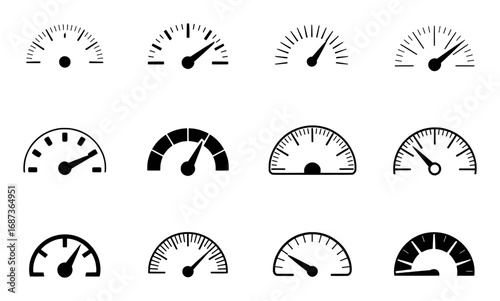 Collection of Diverse Speedometer and Gauge Icons