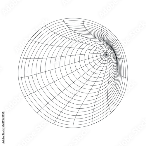 Distorted grid retro wireframe wave geometry grid on black