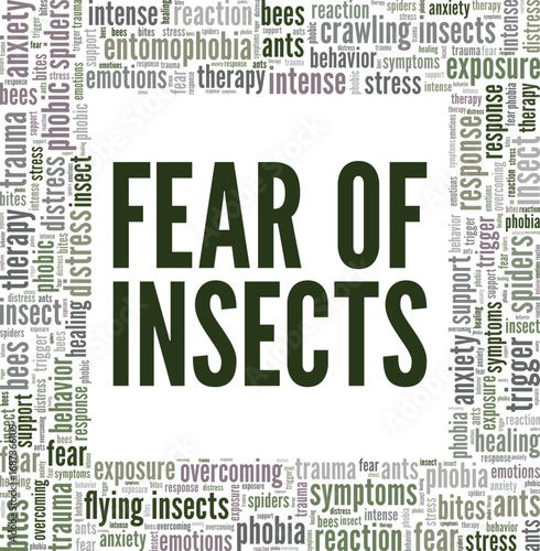 Entomophobia: Fear of Insects word cloud conceptual design isolated on white background.