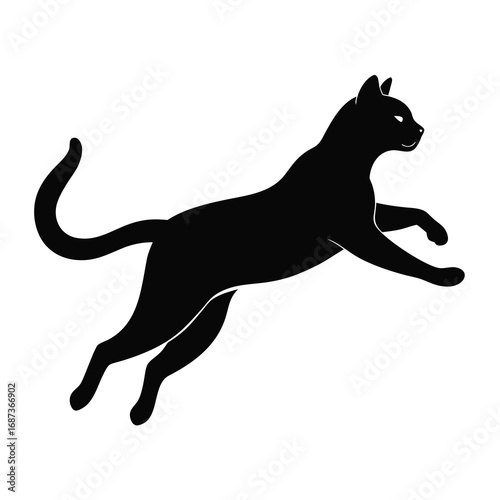 Jumping Cat Silhouette Vector
