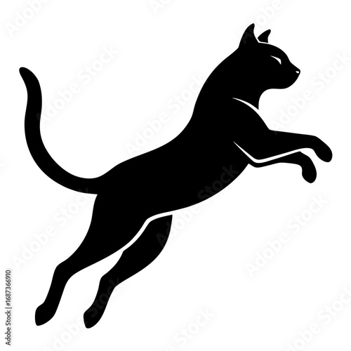 Jumping Cat Silhouette Vector
