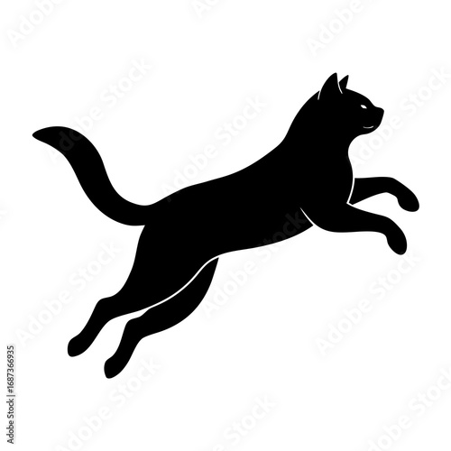 Jumping Cat Silhouette Vector