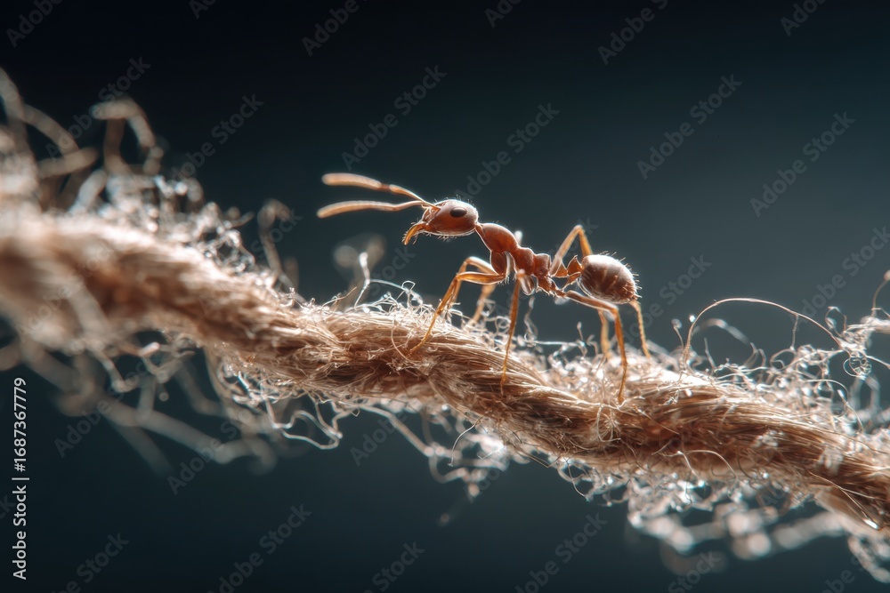 Fototapeta premium tiny ant rope macro nature