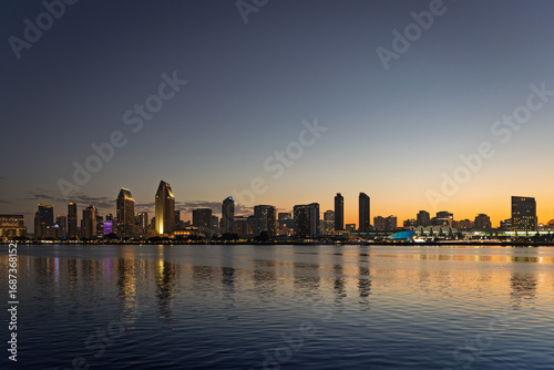 San Diego City Skyline at Sunrise Over the Bay