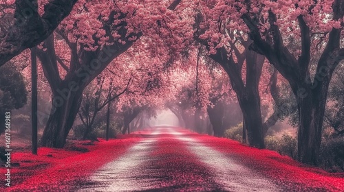 Pink Blossom Tunnel Path