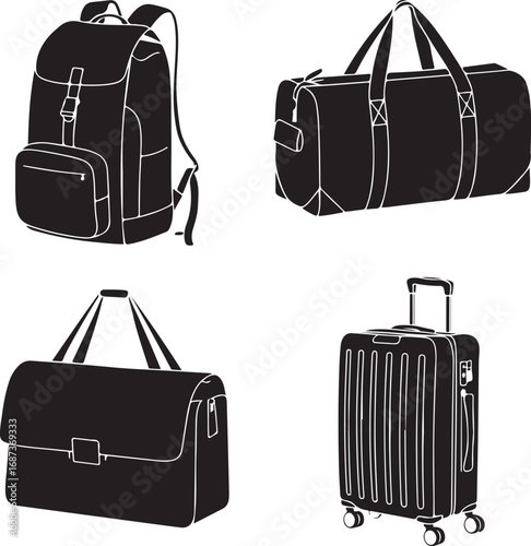 Black travel bags and luggage backpack duffel bag