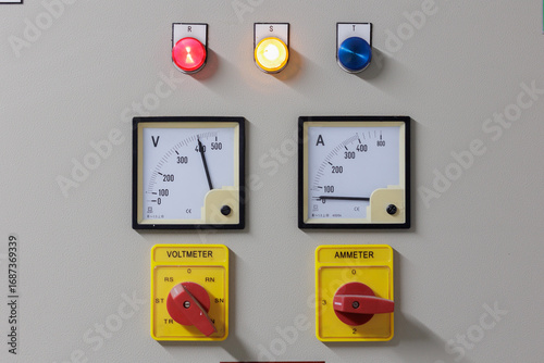 Electrical Panel with Voltmeter, Ammeter, and Indicator Lights