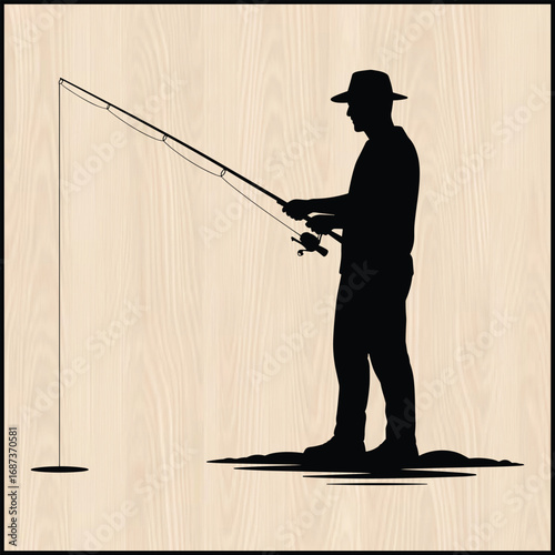 a man standing on the shore or on a small rock silhouette