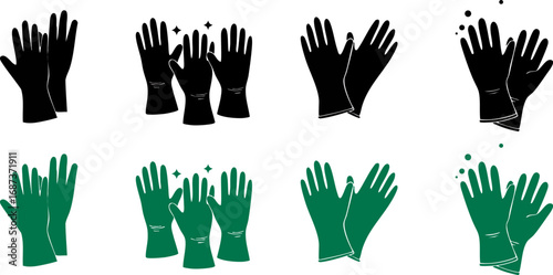 Cleaning and Protective Gloves Icon Set