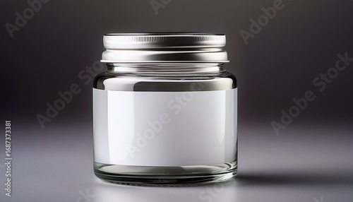 Wallpaper Mural clear glass jar with a blank label ideal for candle or cosmetic product features a metallic silver lid Torontodigital.ca