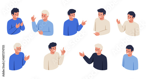 Isometric people collection with diverse expressions on white background