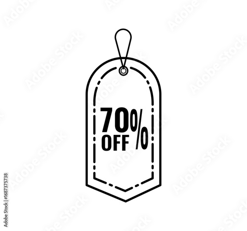 minimalist line art discount 70 percent price tag illustration 