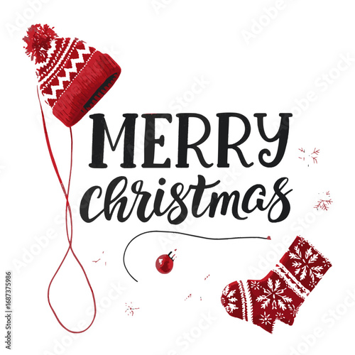 vector of merry christmas greeting card on white background