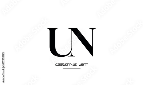 NU, UN, N, U abstract letters logo monogram