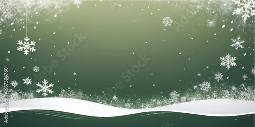 Grunge holiday background with a winter sky and decorative snowflakes surrounding a festive tree