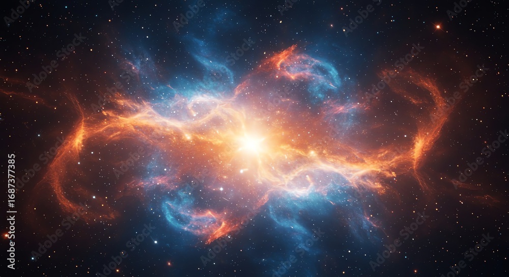 Obraz premium Stunning cosmic nebula with vibrant colors and interstellar gas clouds