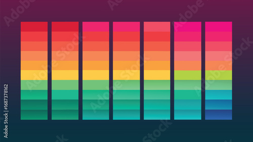 A visually appealing set of gradient colors blending seamlessly, illustrating a range of rich and diverse color tones..eps