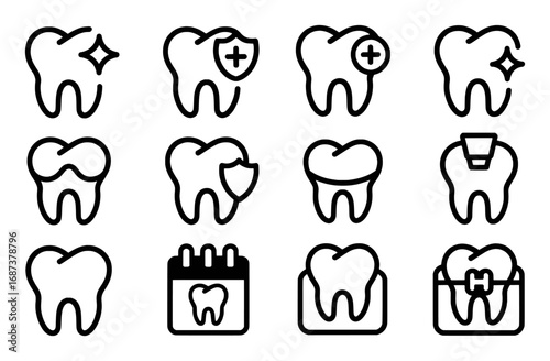 Dental Icons: Healthy Teeth, Protection, and Treatments