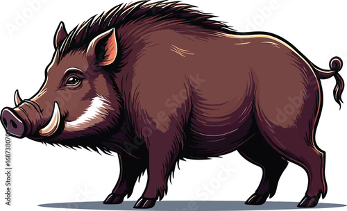 Cute cartoon a illustrator vector wild boar