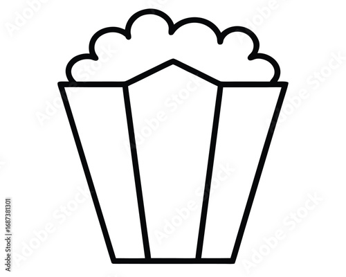Simple popcorn box outline icon for cinema and movie concepts
