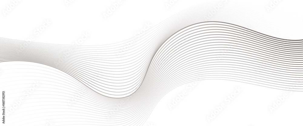 Naklejka premium Vector abstract grey background with glowing curved lines and modern wave design 