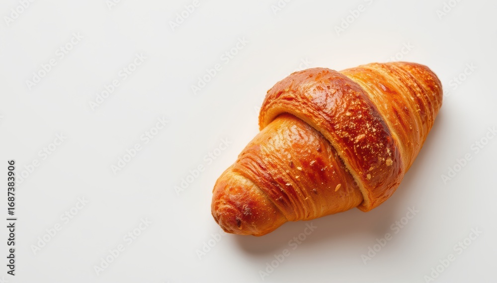 create a stunning image of a croissant isolated on a white background, emphasizing its mouth watering details in a shimmering style create a stunning image of a croissant isolated on a white background, emphasizing its mouth watering details in a shimmering style