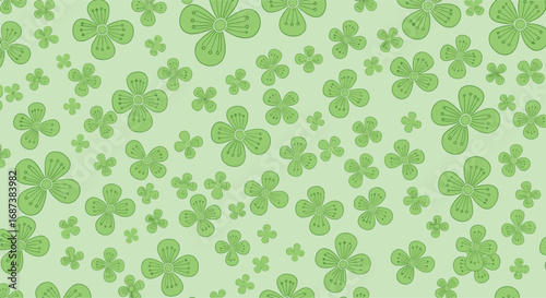 Charming green floral pattern background creating a calming organic feel for modern designs and creative projects