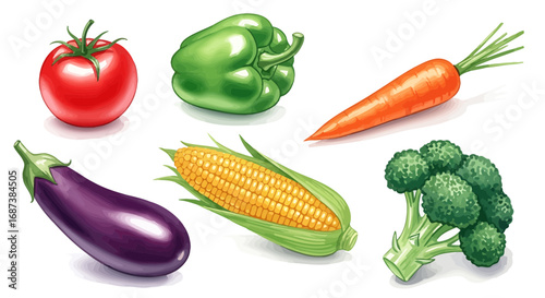 A vibrant illustration of a variety of fresh vegetables.