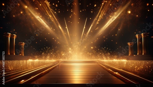 Wallpaper Mural golden stage fire sparks dark room award show backdrop Torontodigital.ca