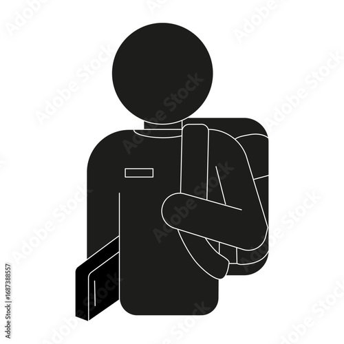 Freshman pixel perfect linear icon. Ninth grade student. High school pupil with rucksack. Thin line customizable illustration. Contour symbol. Vector isolated outline drawing. Editable stroke