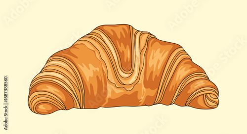 Golden brown croissant illustration perfect for bakery menus or food blog designs, fresh and delicious