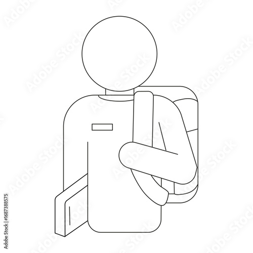 Freshman pixel perfect linear icon. Ninth grade student. High school pupil with rucksack. Thin line customizable illustration. Contour symbol. Vector isolated outline drawing. Editable stroke