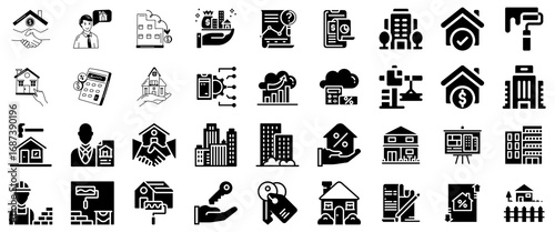 Real Estate Icons: Property, Finance, Construction, and Sales