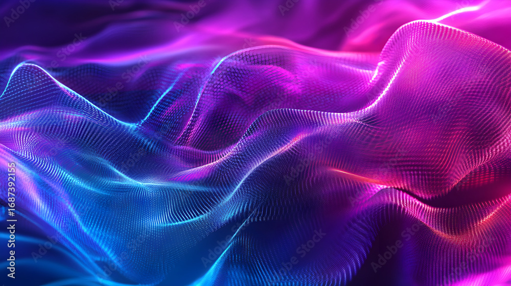 Obraz premium Abstract digital landscape with flowing neon lines and vibrant colors