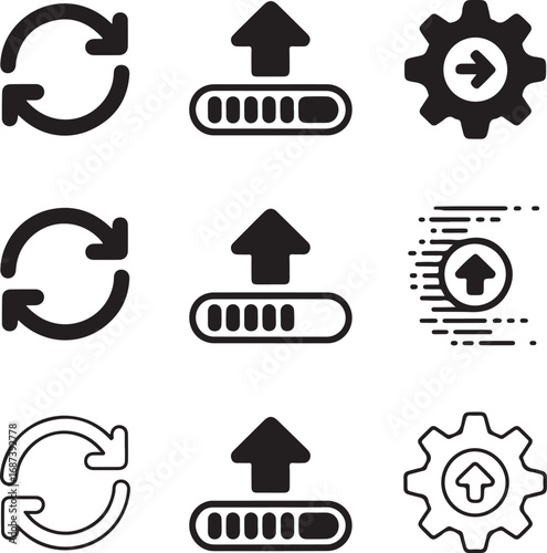 Upload Icons Gear Refresh Progress Bar Motion Solid Outline download reload