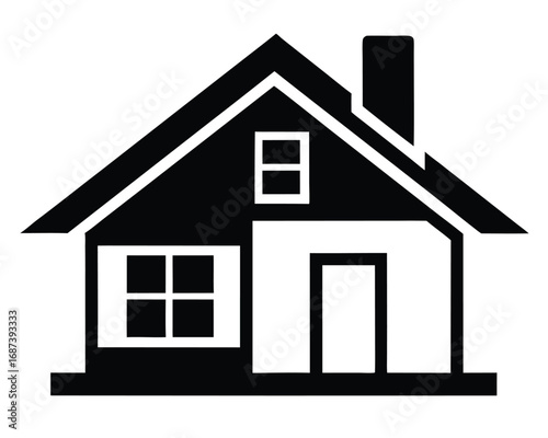 Minimalist House Icon Black and White Illustration for Real Estate