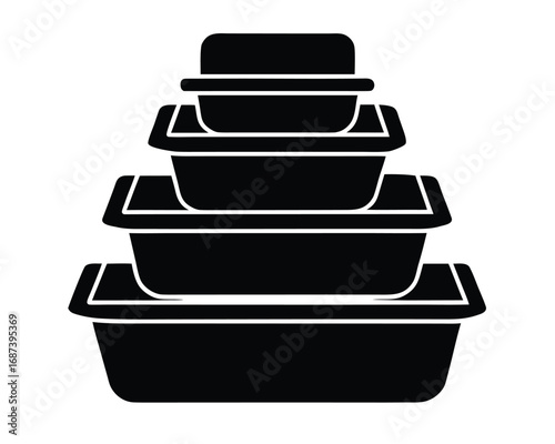 Stacking Food Containers Icon on White Background