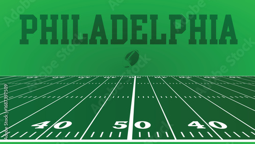 Philadelphia Drawings Of City Names, American Football green field, Vector Illustration Abstract Editable image, Social Media and web Post