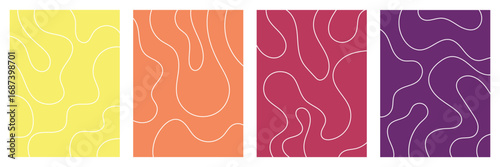 groovy organic lines, fluid, curved, wiggling stripes, waves vector seamless patterns set. liquid, funky chaotic ornaments, funky backgrounds. doodle, uneven hand drawn wavy, winding twisted lines .