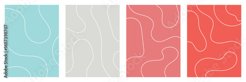 groovy organic lines, fluid, curved, wiggling stripes, waves vector seamless patterns set. liquid, funky chaotic ornaments, funky backgrounds. doodle, uneven hand drawn wavy, winding twisted lines .