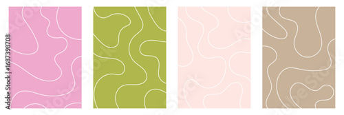 groovy organic lines, fluid, curved, wiggling stripes, waves vector seamless patterns set. liquid, funky chaotic ornaments, funky backgrounds. doodle, uneven hand drawn wavy, winding twisted lines .