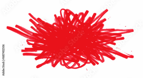 Abstract red scribble drawing creates dynamic and energetic background element