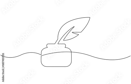 Continuous One line drawing of a fountain pen.