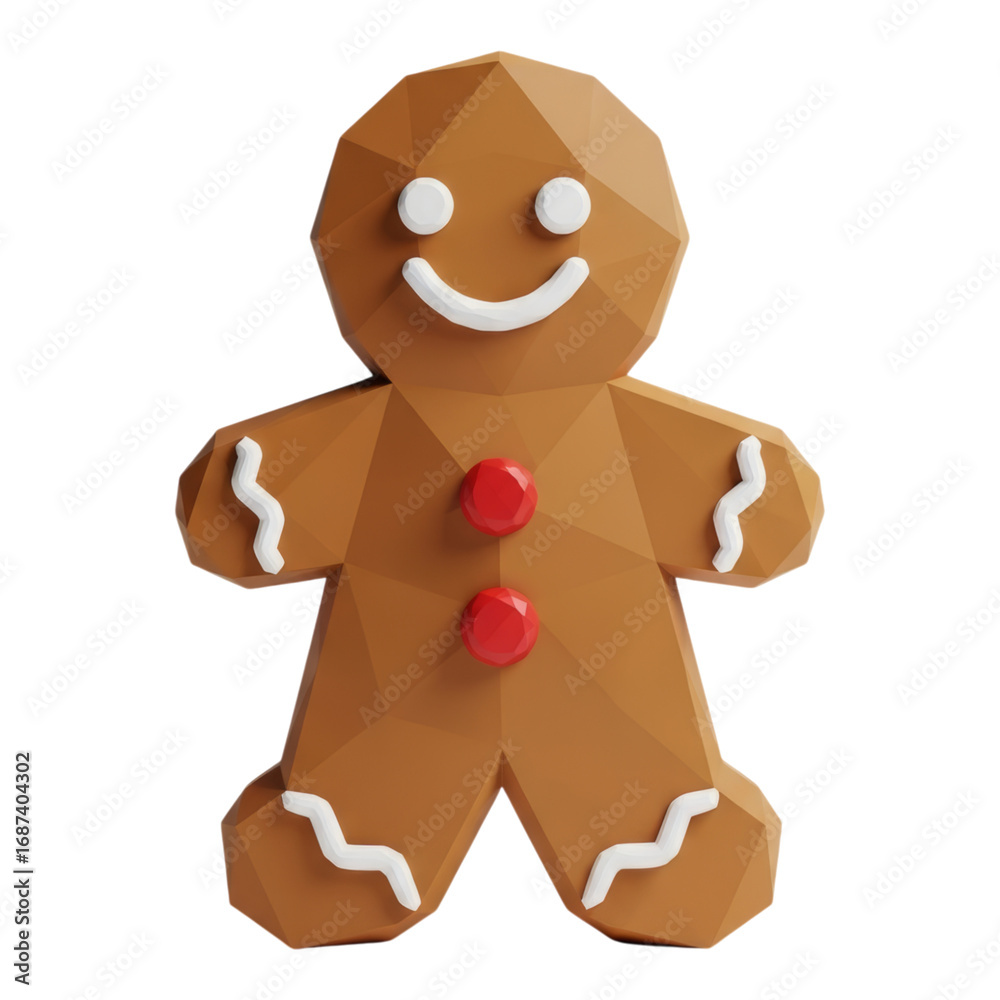 Obraz premium A festive gingerbread man cookie with white icing and red buttons transparent background