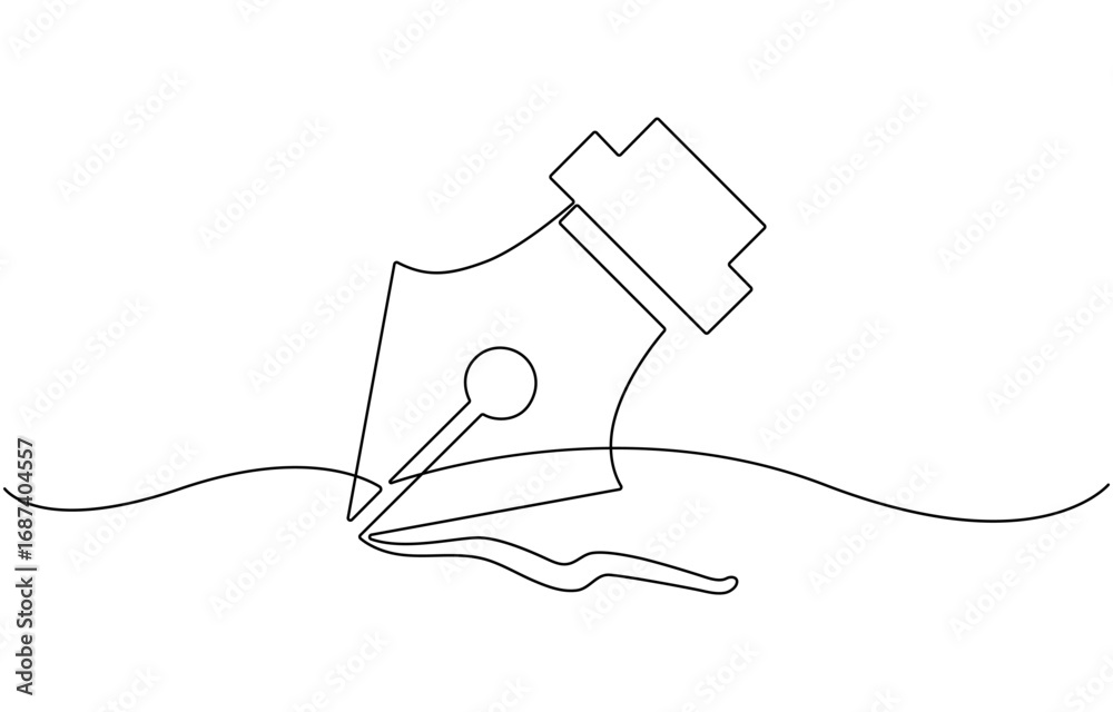 Obraz premium Continuous One line drawing of a fountain pen.